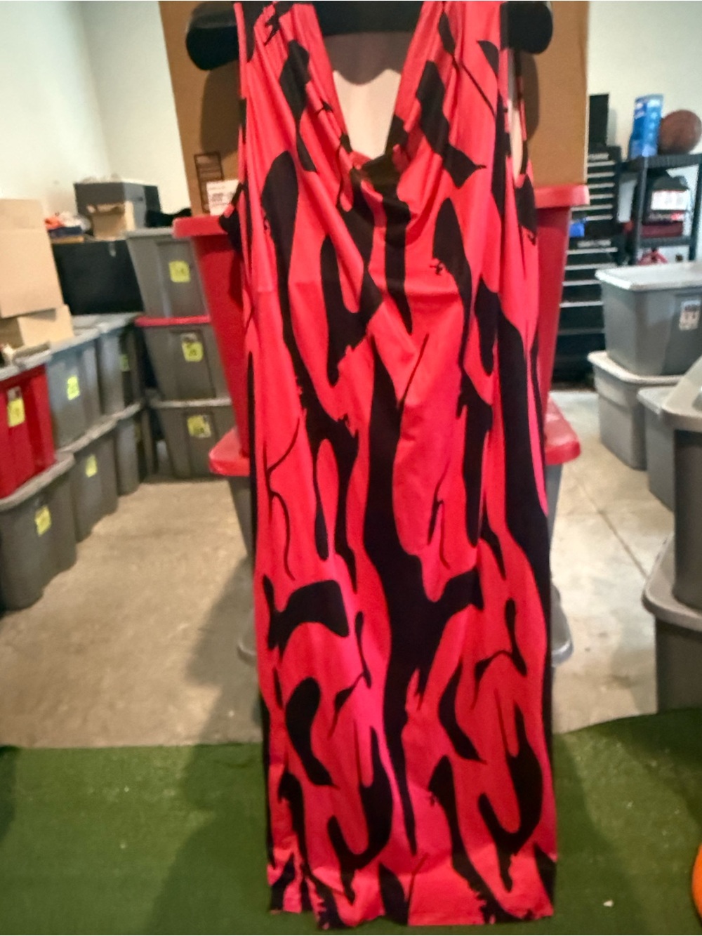 Bold Pink and Black Patterned Women's Dress mp67